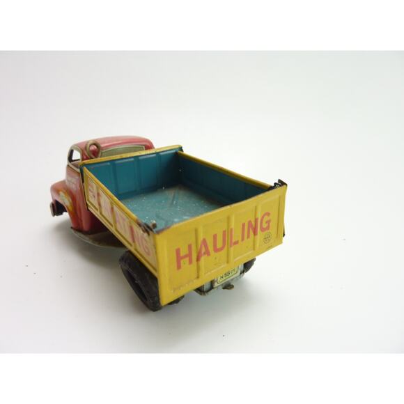 Vintage LINE MAR Stamford Builders Litho Hauling Dumping Truck Metal Tin Toy - Picture 5 of 7